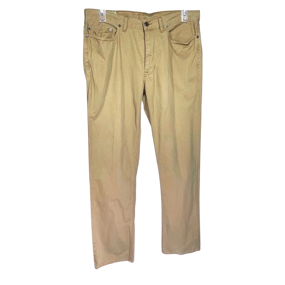 Polo Ralph Lauren 650 Straight Leg Pants Mens 34x32 Tan Cotton Twill Chino *READ